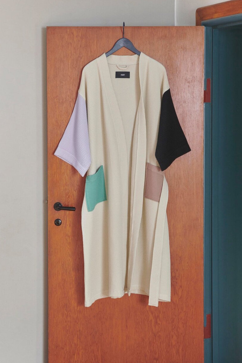 Waffle badekåbe - Off-white multi